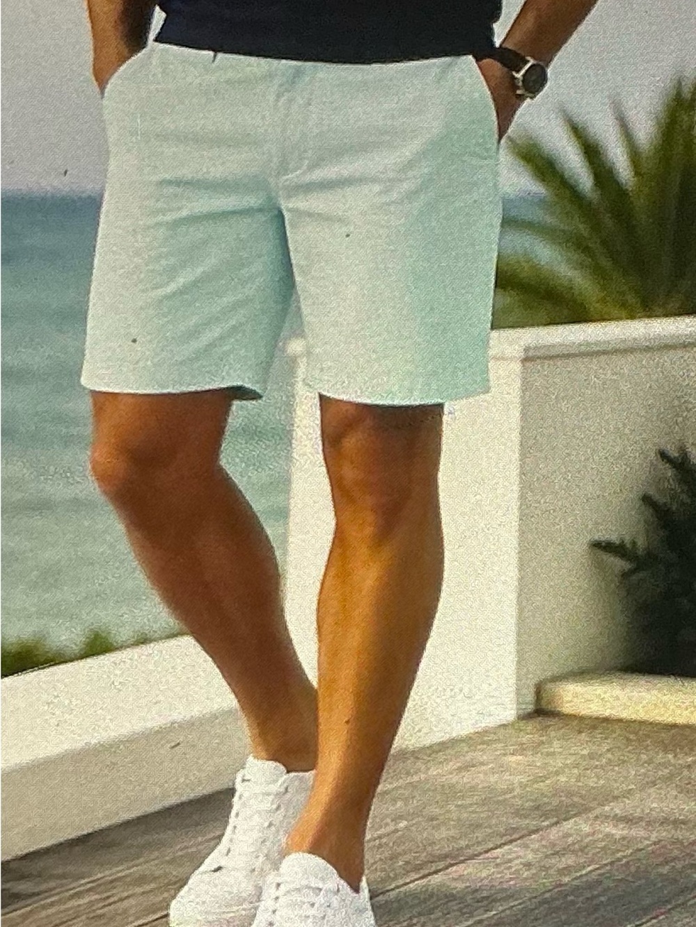 Caribbean Men's Mint Green Flat Front Shorts
